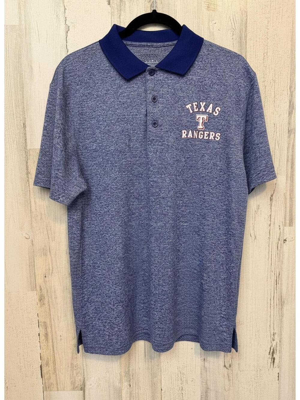 Texas Rangers Men's Medium Polo Shirt Blue Heathered Performance